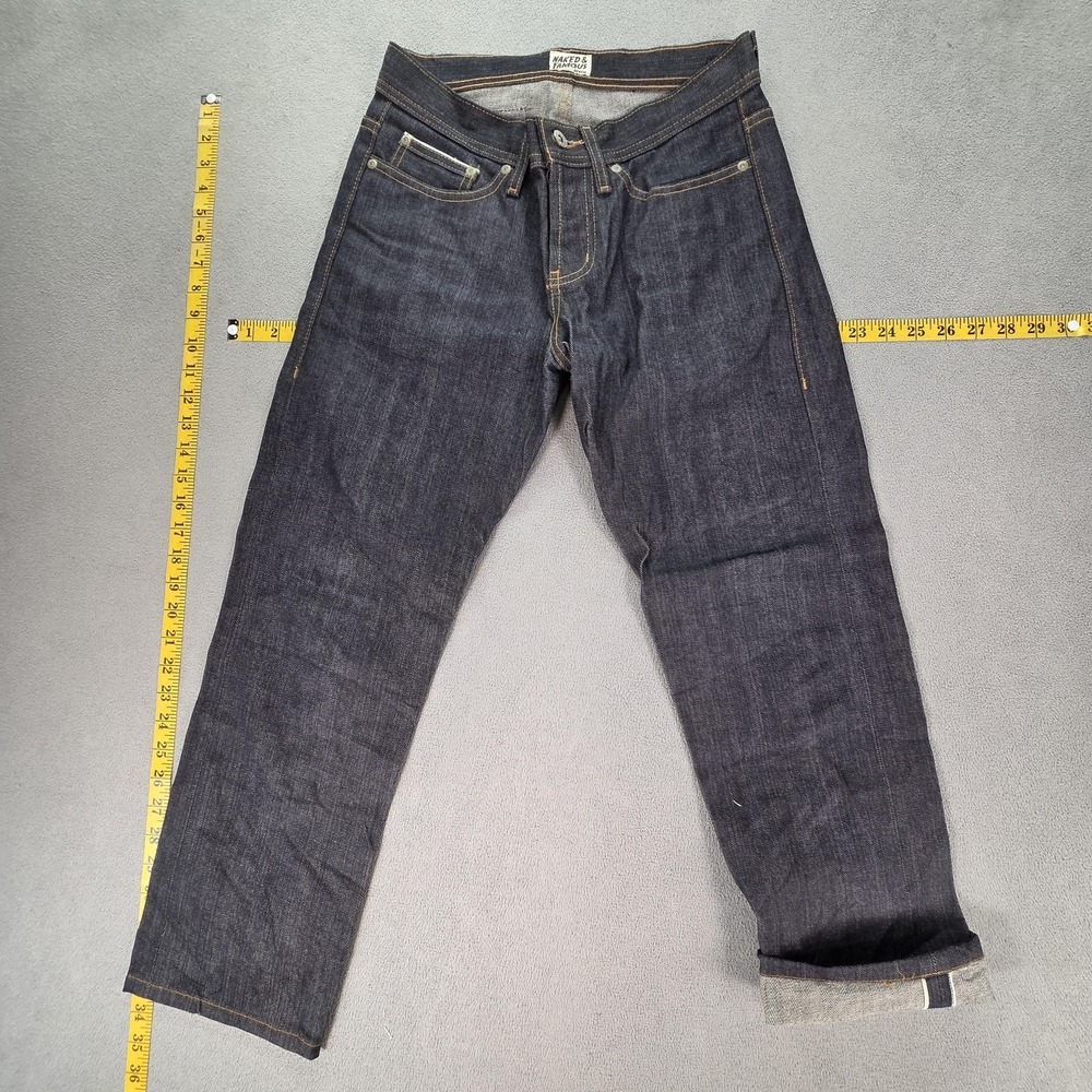 Naked &‎ Famous Jeans Mens Selvedge Blue Dark Wash Raw Slim Weird Guy Fits 26x25